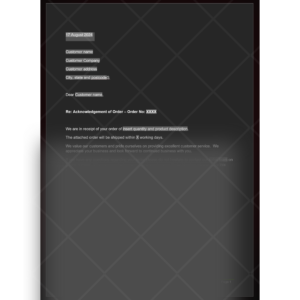 Acknowledgement of Order Letter