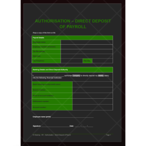 Payroll Direct Deposit Authorization Form
