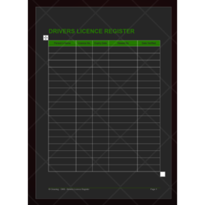 OHS Drivers Licence Register