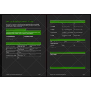 Environmental Incident Report Form Template for cleaning businesses. Document and assess environmental incidents, including hazard types, impacts, risk assessments, and corrective actions. Ensure compliance and promote environmental responsibility