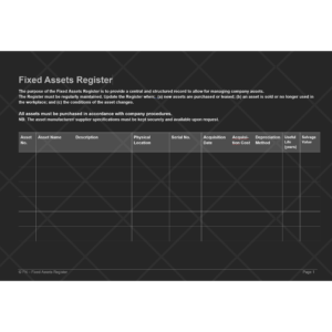 Fixed Assets Register