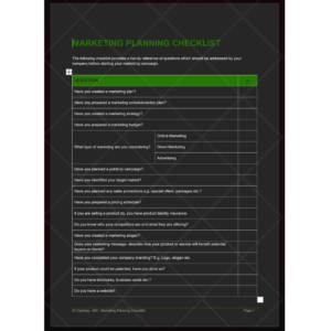 Comprehensive Marketing Planning Checklist Template for Cleaning Businesses
