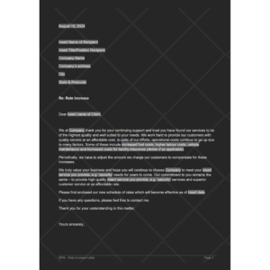 The Rate Increase Letter Template