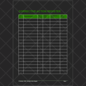 Workplace Health and Safety (WHS) Corrective Action Register