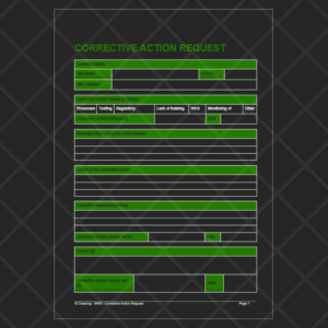 Workplace Health and Safety (WHS) Corrective Action Request Form