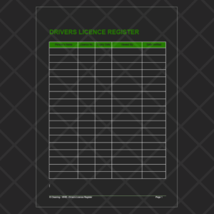 Workplace Health and Safety (WHS) Drivers Licence Register