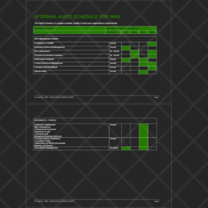 Workplace Health and Safety (WHS) Internal Audit Schedule