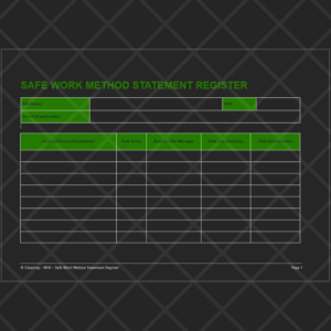 Workplace Health and Safety (WHS) Safe Work Method Statement (SWMS) Register