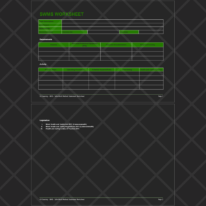 Workplace Health and Safety (WHS) Safe Work Method Statement (SWMS) Worksheet